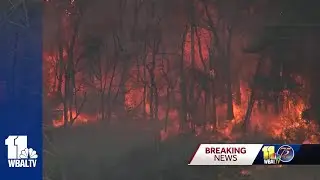Fire crews still working to extinguish 8-alarm brush fire in Owings Mills area