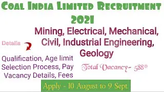 Coal India Limited Recruitment Notification 2021| Management Trainee through GATE-2021 | coal india