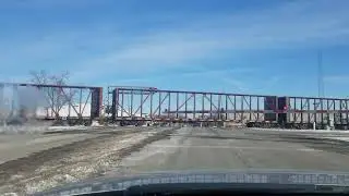 CN Northbound Empty Centerbeam Train w/ BNSF mid DPU 2/2/22 Ladysmith, WI