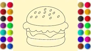 Coloring Burger Sand Art 🌈 | Satisfying Kids Coloring & Relaxing Art