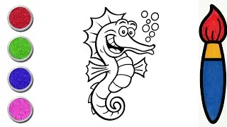 Coloring a Cute Seahorse for Kids 🐠 | Easy Sea Animal Coloring | Learn Colors with Color With Musa 🐠