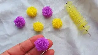 Ribbon Flowers / How to make ribbon flowers / Easy making with needle / Amazing Ribbon Tricks