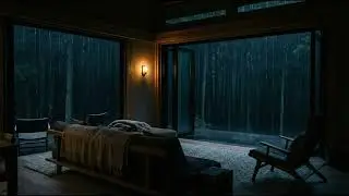 Heavy Rain & Thunder Sounds (No Ads) 🌧️⚡ Cozy Cabin Night Ambience for Deep Sleep