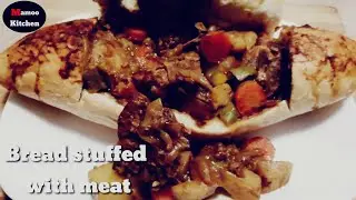Bread Stuffed with meat recipe  amazing & tasty Bread with meat Mamoo kitchen style