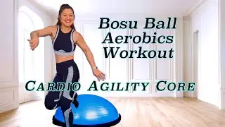Step Aerobics Bosu Ball Cardio Core Workout Beginner Friendly Exercises. Fat Burning Stepper Workout
