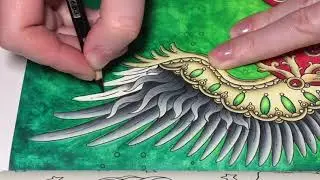 Tutorial - How I color dark Wings with Prismacolor - Magisk Gryning by Hanna Karlzon