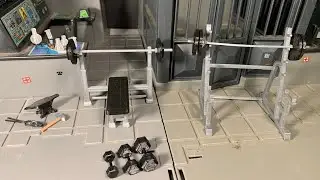 1:18 scale 3D printed accessories: weights, anvil, science glassware,