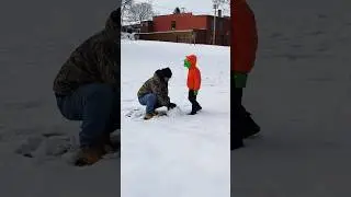 Having fun ❄️ making a giant snowball #snowball