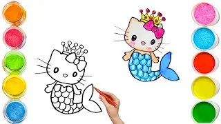 How To Draw cute kitty mermaid Drawing, Painting & Coloring For Kids and Toddlers_ Child Art 🐋🌈🎨