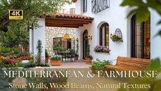 Mediterranean Rustic Farmhouse Interior: Stone Walls, Wood Beams, Natural Textures & Outdoor Harmony