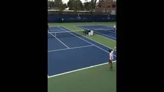 Roger Federer practice return of volley with Stefan Edberg in the US OPEN 2015