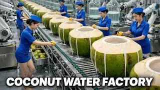 Inside a Modern Coconut Water Factory, From Green Coconuts to Bottled Purity
