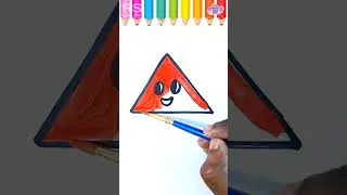 Triangle Face Painting For Kids! Learn Shapes  #shortvideo #shorts #art #painting