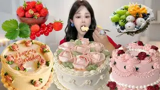 Asmr🍰Eating Retro Cream Cake🍰 (Soft And Waxy Sound) 크림丨먹방丨Mukbang丨Satisfying丨Eatings