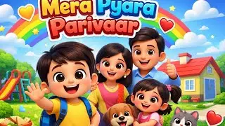Mera Pyara Parivaar 👨&zwj;👩&zwj;👧&zwj;👦 | Family Song for Kids | 3D Cartoon Hindi Rhymes