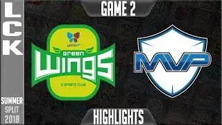 JAG vs MVP HIGHLIGHTS Game 2 - LCK Summer 2018 Week 5 Day 4 | Jin Air Greenwings vs MVP G2
