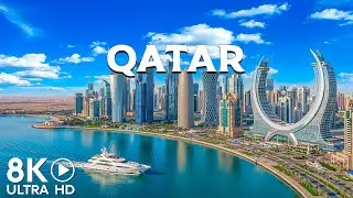 FLYING OVER QATAR 8K UHD - Beautiful Nature Landscape Video With Relaxing Music - 8K Video Ultra HD