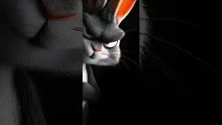 Cartoon Rabbit Close Up Expressive Animated Rabbit with Wide Eyes