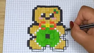 DIY Handmade Drawing Pixel Art | How to draw a cute Gingerbread Man | Easy Christmas Draw with Me