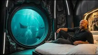 I Built a Futuristic SECRET MANSION Inside an Underwater Cave (ASMR Construction)