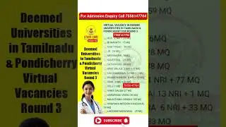ROUND 3 Clear Vacancies  Deemed universities in TamilNadu & pondicherry #mcc #seatmatrix