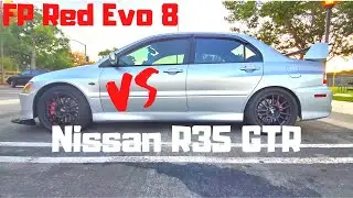 #evo8 #gtr #evo8  Evo 8 FP Red e85 vs Stock 2014 Nissan GTR quick friendly Roll race