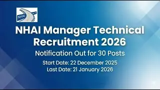 NHAI NOTIFICATION 2026 - MANAGER (Technical)  POSTS - CIVIL ENGINEERING - APPLY ONLINE - DETAILS