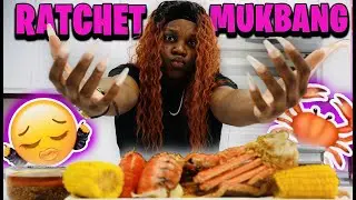 EATING A SEAFOOD BOIL WITH EXTREMELY LONG NAILS CHALLENGE! SNOW CRABS + LOBSTER &bull; Seafood Boil!