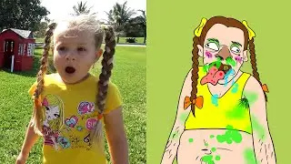 Diana and Roma playing with HUGE EGGS Surprise Toys | Funny Drawing Meme Cartoon Collection