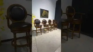 Vintage Wooden Bar Stools Showcase | Round Back Leather Bar Chairs | Cigar Lounge Seating