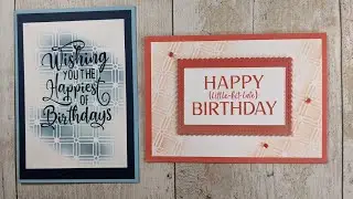 Card making with a paper lattice to create a background design.