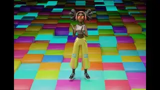 Michelle from Mixamo on Cube Dance Floor with Music - Ninumation Satisfying Animation