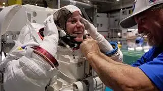NASA Astronaut Zena Cardman EMU Spacesuit Donning [4K remaster]