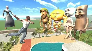 Franklin vs Italian Brainrot Animals & Evil Nun In Indian Bike Driving 3d 