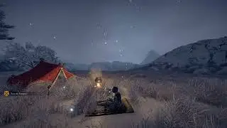 Outward Ambience ⛺️ Camping Out and Sitting By The Fire 🌨 Snowy Night ASMR