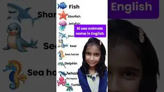 10 Sea Animals Name in English for kids 🐋 | Learn English Vocabulary, English with Fily #shorts