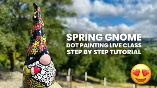 Spring flower gnome. Dot painting class. Live recording.