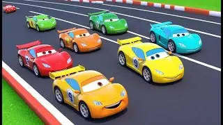 Five Racing Cars Go Ding Ding Ding | Funny and Fun Kids Nursery Rhyme Animation
