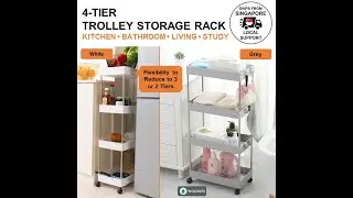 Woodles 4-Tier Kitchen Storage Rack 4-Wheel Organizer★Waterproof Bathroom Rack Trolley