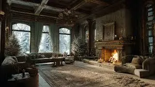 Late Night Fireplace and Cold Breeze | Winter Sleep Soundscape 🌙❄️