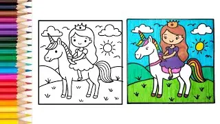 How to Draw a Princess Riding a Unicorn 🦄👸 | Easy Drawing Tutorial for Kids & Beginners