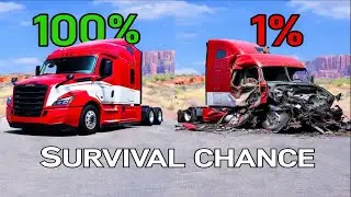 100% vs 1% Survival Chance &ndash; Semi Truck Extreme Crash Test | BeamNG Drive
