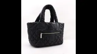 CHANEL Coco Cocoon Nylon Tote Bag Handbag Black Bordeaux Leather z28