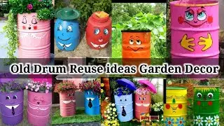 Old plastic Drum Reuse Ideas for Garden Decor ll garden decoration ideas ll old plastic Drum Reuse