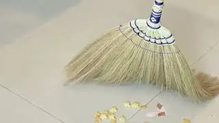 Thai Elegance: Handcrafted Natural Grass Broom with Exquisite Embroidery and Woven Nylon Handle