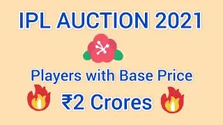 IPL 2021 AUCTION| BASE PRICE ₹2 CRORES