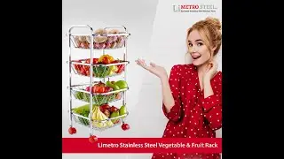 LIMETRO Stainless Steel Kitchen Trolley for Fruit and Vegetable Storage