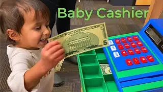 Baby Pretend Play Shopping and Cashier Funny Moments
