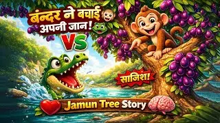 &ldquo;The monkey saved his life! 🐒🆚🐊 | Jamun Tree Story | Kids Moral Story&rdquo; #moralstories #aianimation