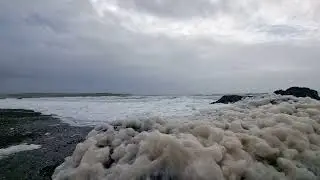 #windy #waves #beach #foam ##greyday 